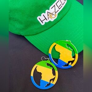 Green Yellow and Blue Africa Wooden Earrings